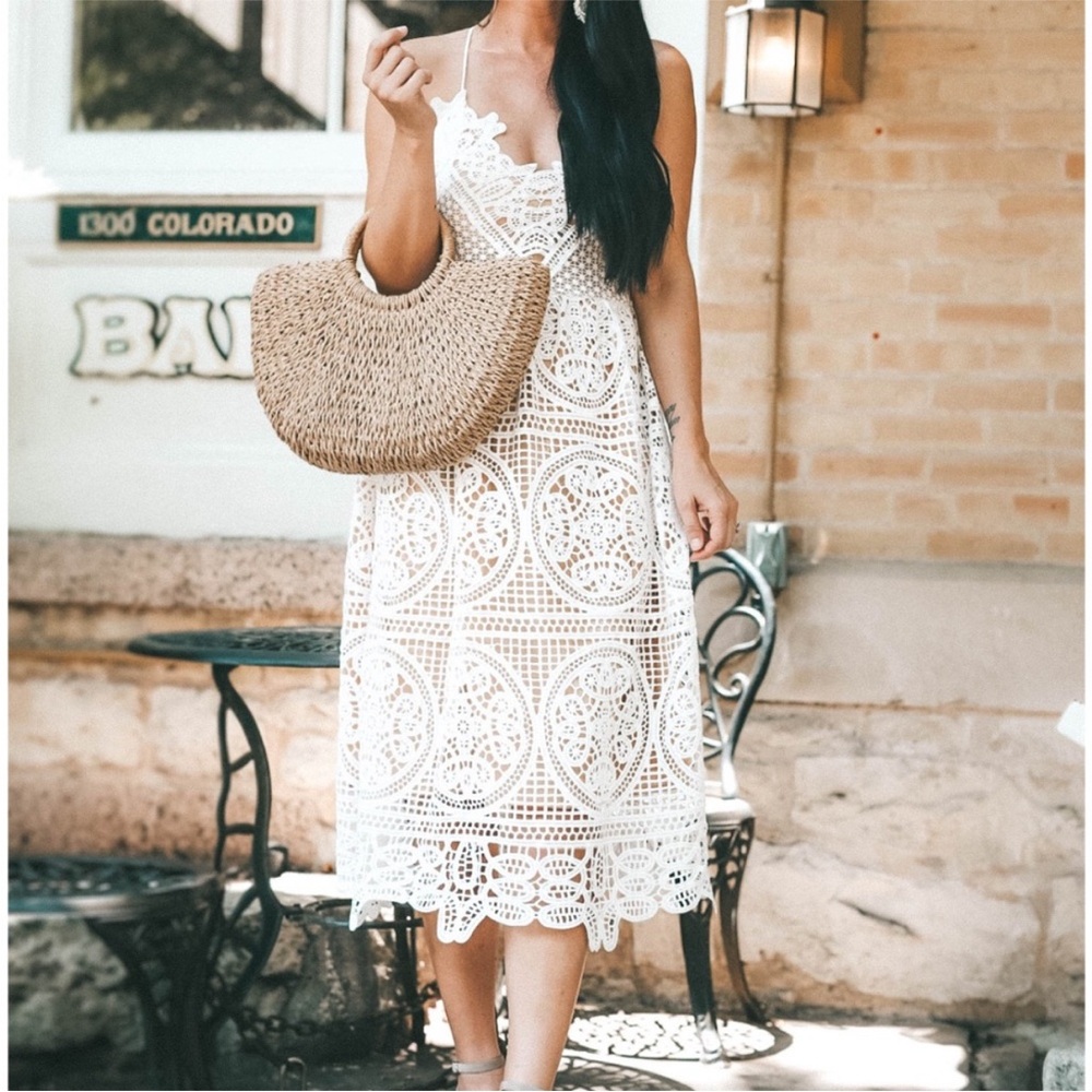 Chicwish White Lace Midi Dress